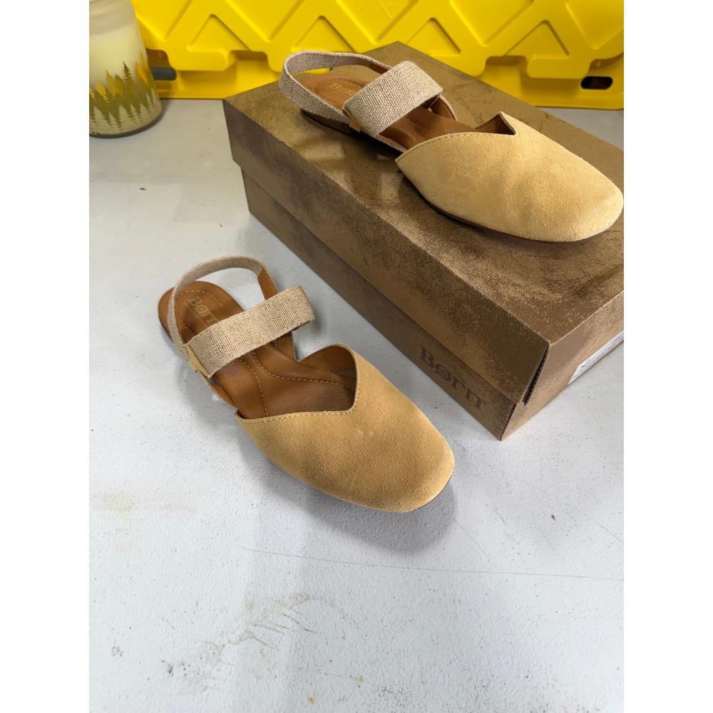 Born Coquille Yellow Suede Slingback Sandals Flats BR0008364 Womens‎ 8